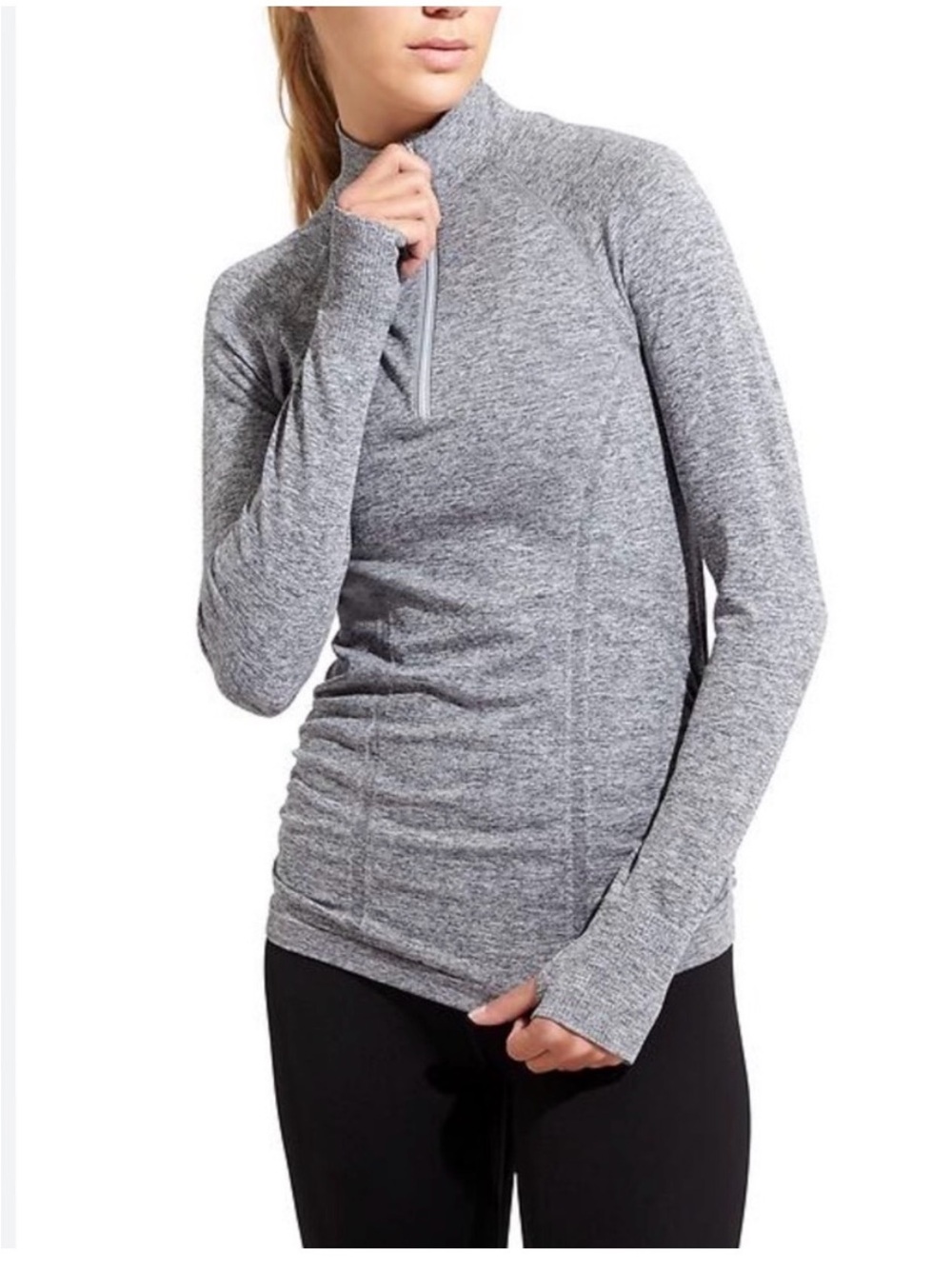 Athleta Gray Long-Sleeve Half-Zip Performance Top size SM